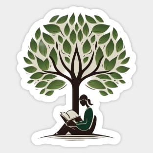 Book Reading under a Tree - Designs for a Green Future Sticker